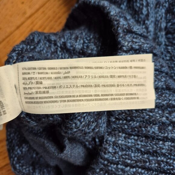 Hollister Cardigan Sweater Blue Knit Cotton Pockets Shawl Collar Medium - Picture 6 of 10